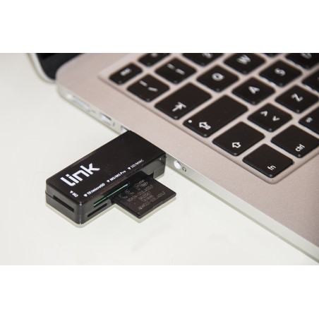 MINI LETTORE CARD USB 3.0 FINO A 5 GBPS LETTURA SIMULTANEA DI 4 SCHEDE T-FLASH, MICRO SD, SD, MMC, RS-MMC, MS, MS PRO, MS, MS DU
