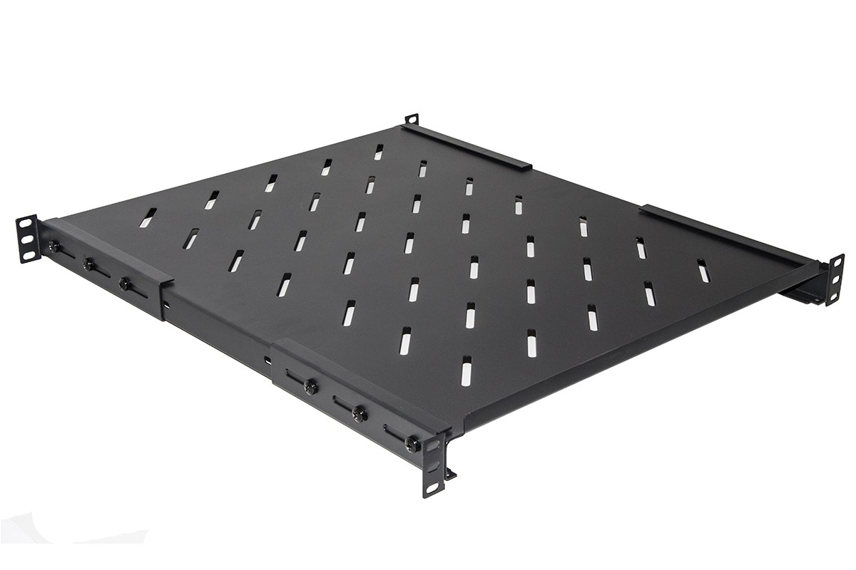 RIPIANO PER ARMADIO RACK 19" ALLUNGABILE 550 MM CON 4 AGGANCI NERO - Foto 1 di 1