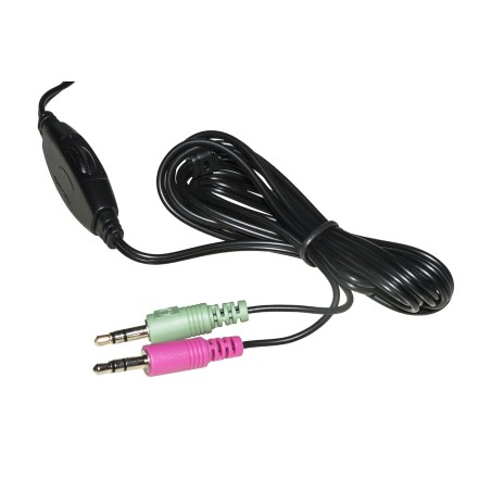 CUFFIA CON MICROFONO ORIENTABILE, CONNETTORE 2 X 3,5 MM E CONTROLLO VOLUME