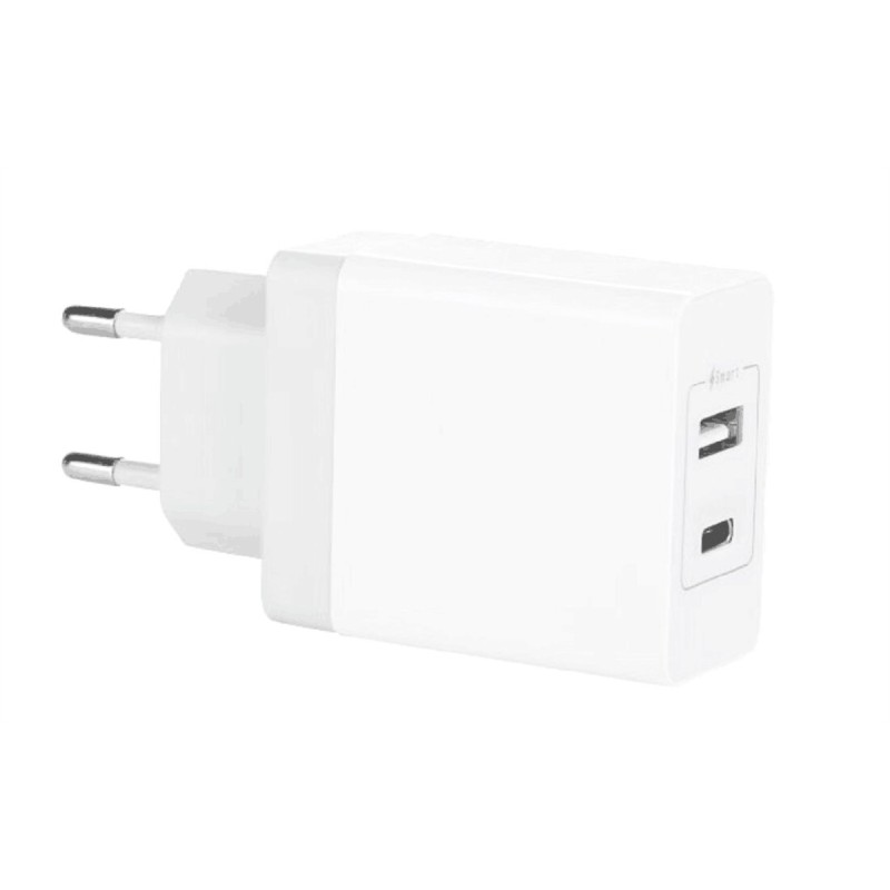 CARICABATTERIA 2 PORTE USB (1 TIPO A + 1 USB-C) DA PRESA MURO DC 5V 3.4A 17W