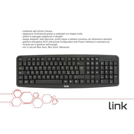 TASTIERA ITALIANA USB 108 TASTI COLORE NERO