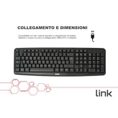 KIT TASTIERA ITALIANA 108 TASTI E MOUSE OTTICO CON CAVO USB