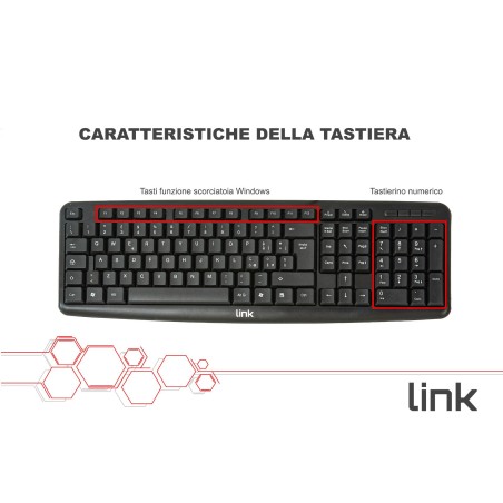 KIT TASTIERA ITALIANA 108 TASTI E MOUSE OTTICO CON CAVO USB