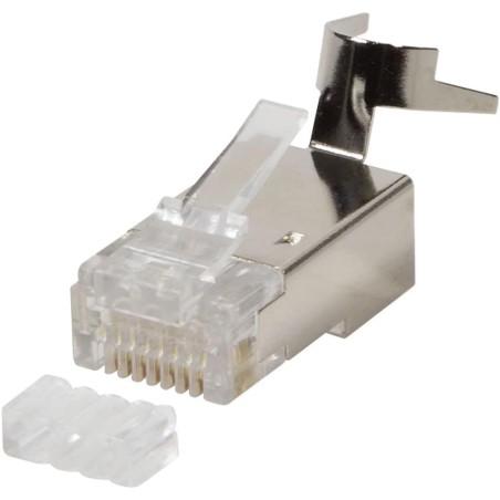 PLUG RJ45 SCHERMATO PER CAVO SOLIDO O FLESSIBILE CON INSERITORE CAT6A, CAT7, CAT7A, CAT.8.1 CONFEZIONE 10 PZ