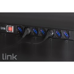MULTIPRESA DA RACK 19" 7 PRESE UNIVERSALI CON INTERRUTTORE SPINA ITALIANA 16A CAVO MT 3