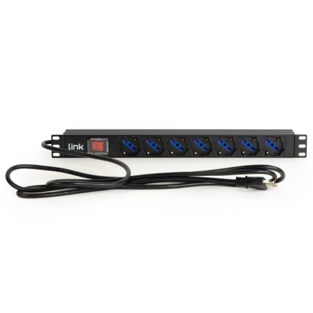 MULTIPRESA DA RACK 19" 7 PRESE UNIVERSALI CON INTERRUTTORE SPINA ITALIANA 16A CAVO MT 3