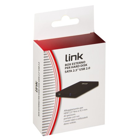 BOX ESTERNO USB 2.0 PER HDD SATA 2,5" FINO A 9,5 MM DI SPESSORE