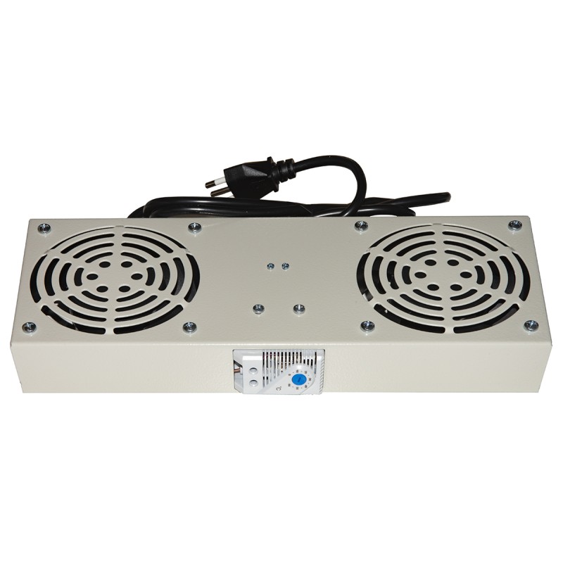 MODULO 2 VENTOLE CON TERMOSTATO PER ARMADI RACK A MURO LINK COLORE GRIGIO