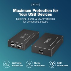 ESTENSORE CAT USB 2.0,4 PORTE USB-A,150 MT
