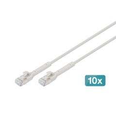 DIGITUS CAVO PATCH ANGOLATO CAT 6A F-FTP, RAME, 0,3 M, GRIGIO CONF 10 PEZZI