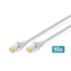 CAVO PATCH CAT 6A S/FTP, 10 PEZZI LUNGHEZZA 0,5 MT. COLORE GRIGIO
