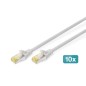 CAVO PATCH CAT 6A S/FTP, 10 PEZZI LUNGHEZZA 0,5 MT. COLORE GRIGIO