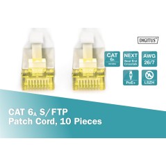 CAVO PATCH CAT 6A S/FTP, 10 PEZZI LUNGHEZZA 0,5 MT. COLORE GRIGIO