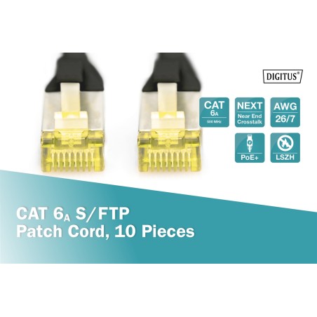 CAVO PATCH CAT 6A S/FTP, 10 PEZZI , 3 MT. COLORE NERO