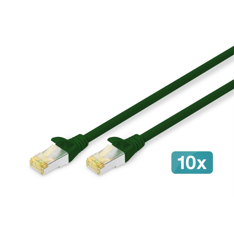 CAVO PATCH CAT 6A S/FTP, 10 PEZZI , 3 MT. COLORE VERDE