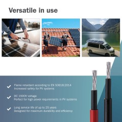 DIGITUS PROLUNGA CAVO SOLARE 3 M, 4 MM CONNESSIONE MC4, CAVO FV 1500 V DC, RESISTENTE AI RAGGI UV E ALLE INTEMPERIE, 2 CAVI, 1X