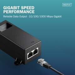 INIETTORE DIGITUS GIGABIT ETHERNET POE++  802.3BT (60 W) COLORE BIANCO