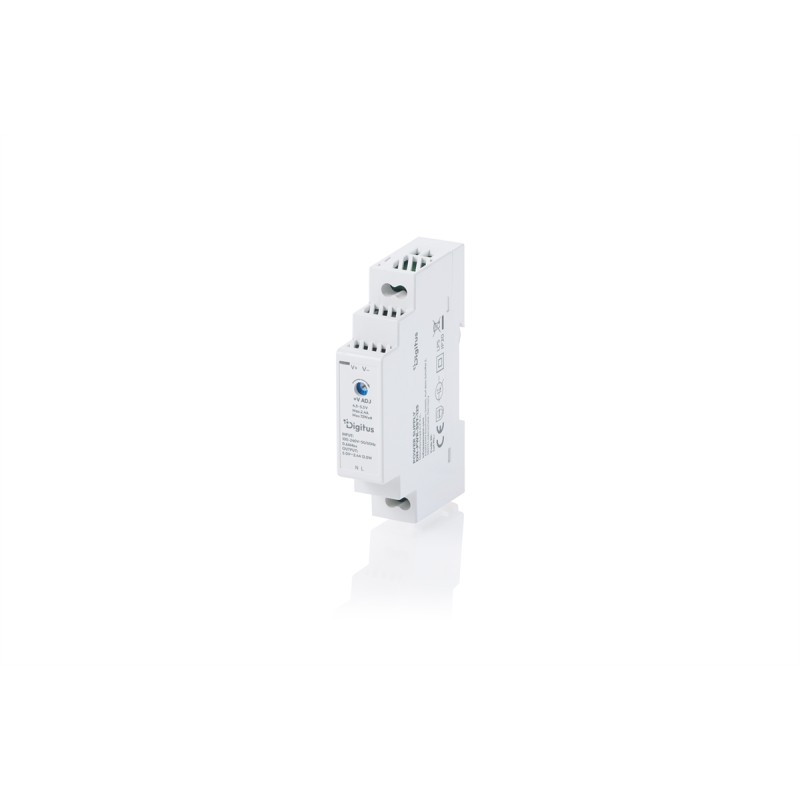 DIGITUS 5V / 2,4A / 12W ALIMENTATORE A BARRA DIN A PASSO (ULTRA-SOTTILE, CLASSE II)