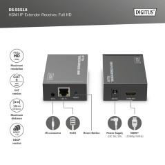 DIGITUS RICEVITORE EXTENDER HDMI IP, FULL HD PER DS55517