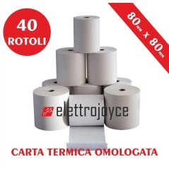 40 ROTOLI DI CARTA TERMICA OMOLOGATA MM 80 X 80 IN ALTA QUALITA' FO...