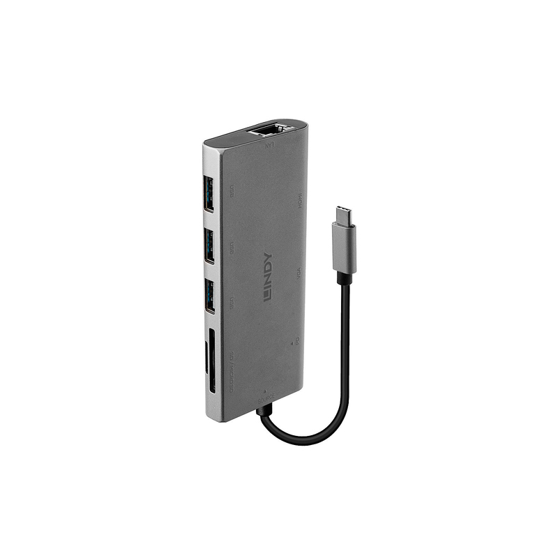 LINDY MINI DOCKING STATION PER LAPTOP USB-C - HDMI, VGA, PD 3.0 100W, USB 3.1, GIGABIT, SD, AUDIO LINDY MINI DOCKING STATION PER LAPTOP USB-C - HDMI, VGA, PD 3.0 100W, USB 3.1, GIGABIT, SD, AUDIO