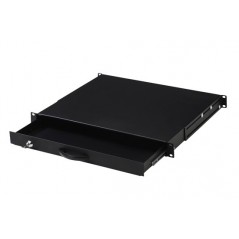 CASSETTO ESTRAIBILE CON MANIGLIA E CHIUSURA A CHIAVE PER ARMADI RACK 19" MISURE MM. 482X45X492 COLORE NERO