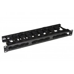 PANNELLO GUIDACAVI PER ARMADI RACK 19" 1U A GABBIA COLORE NERO, ALTA DENSITA' PROFONDITA' 11 CM CON COPERCHIO APRIBILE