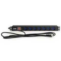 MULTIPRESA DA RACK 19" 7 PRESE UNIVERSALI CON INTERRUTTORE SPINA ITALIANA 16A CAVO MT 3