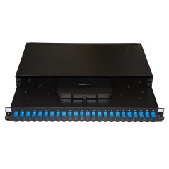 PANNELLO FIBRA OTTICA 19" CON 24 ADATTATORI SC SIMPLEX SINGLEMODE PROFONDITA' 250 MM COLORE NERO