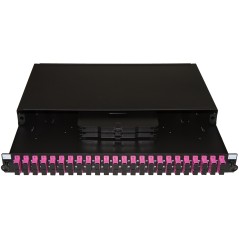PANNELLO FIBRA OTTICA 19" CON 24 ADATTATORI SC DUPLEX OM4 PROFONDITA' 250 MM COLORE NERO