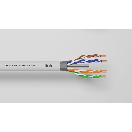 CAVO SOLIDO SCHERMATO FTP PER RETI CATEGORIA 6 PVC AWG23 MATERIALE CCA MATASSA MT 305 CLASSE CPR ECA GUAINA BIANCA