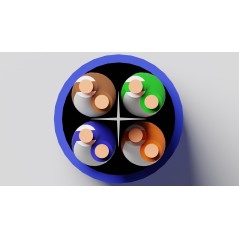 CAVO SOLIDO UTP PER RETI CATEGORIA 6 LSZH AWG24 IN RAME MATASSA MT 305 CLASSE CPR CCA COLORE BLU