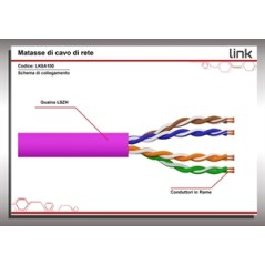 MATASSA CAVO RETE CATEGORIA 6A NON SCHERMATO UTP AWG24 HALOGENFREE FLESSIBILE COLORE VIOLA MT.100