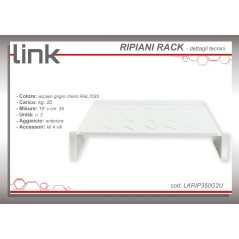 RIPIANO PER ARMADIO 19" 2U PROFONDITA' 350 MM. (UNIVERSALE) COLORE GRIGIO