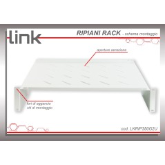 RIPIANO PER ARMADIO 19" 2U PROFONDITA' 350 MM. (UNIVERSALE) COLORE GRIGIO