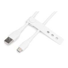 CAVO RICARICA GUAINA SILICONE USB-A / USB-C 1M, USB 2.0, 60W, BIANCO