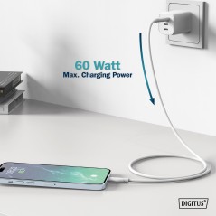 CAVO RICARICA GUAINA SILICONE USB-A / USB-C 1M, USB 2.0, 60W, BIANCO
