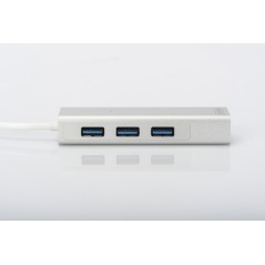 HUB A 3 PORTE USB 3.0 E ADATTATORE LAN GIGABIT DIGITUS