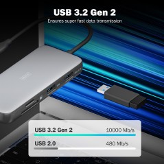DOCKING STATION USB-C, 7 PORTE 1XHDMI, 3XUSB3.0, 1XRJ45, 1X SD, 1X MICROSD, 1XUSB-CPD