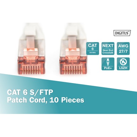 CONFEZIONE 10 CAVI CAT 6 SCHERMATI S/FTP MT 1 COLORE BIANCO DIGITUS