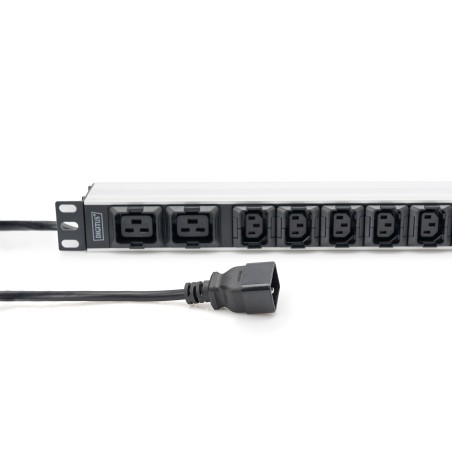 DIGITUS PRESA MULTIPLA CON PROFILO IN ALLUMINIO, 10X CON PROTEZIONE PULL-OUT, CAVO DI ALIMENTAZIONE DI 2 M, PRESA IEC C20