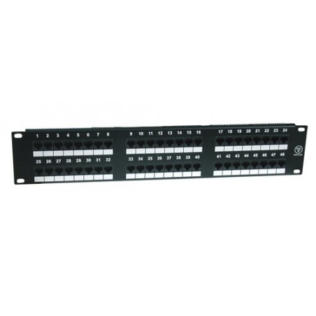 PANNELLO PATCH 19" NON SCHERMATO UTP 48 PORTE 8 POLI RJ45 PER RETI CATEGORIA 5E - 2 UNITA'