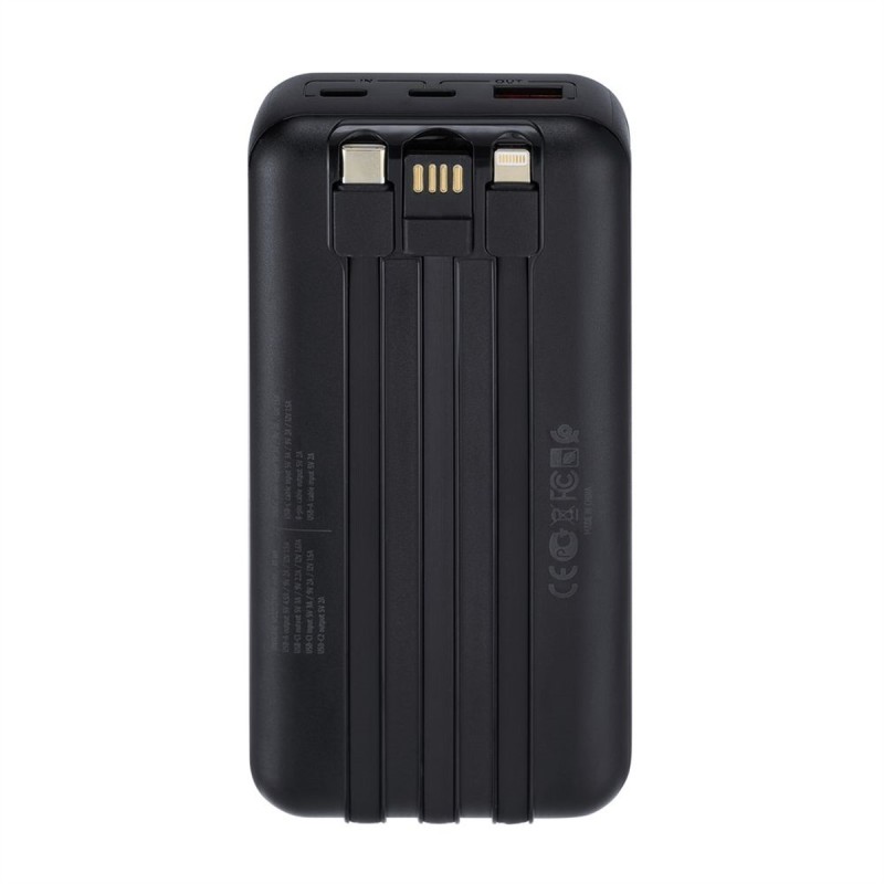 BATTERY BANK (20000 MAH) 22,5W FAST CHARGER CON 3 CAVI INTEGRATI ( DI CUI TYPE C ED USB CON FUNZIONE RICARICA ) NERA