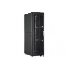 ARMADIO RACK 19" 42 UNITA' LINEA SERVER (A)1970 X (L)600 (P)1000MM. COLORE NERO CON PORTA TRAFORATA E RUOTE