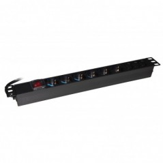 MULTIPRESA DA RACK 19" CON 6 PRESE UNIVERSALI + 3 PRESE C13 CON INTERRUTTORE SPINA ITALIANA 16A