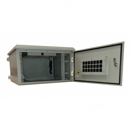 ARMADIO RACK 19 POLLICI 12U PER RETI DA ESTERNO CLASSE PROTEZIONE IP55 MISURE MM (L)600X(P)600X(A)600 GRIGIO CHIARO CON