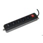 MULTIPRESA 5 PRESE UNIVERSALI ITA/SCHUKO 10/16 A - SPINA 16 A CON INTERRUTTORE COLORE NERO