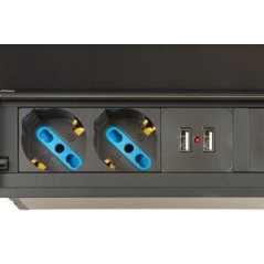 MULTIPRESA DA TAVOLO ESTRAIBILE CON 4 PORTE UNIVERSALE ITA/SCHUKO E 2 PORTE USB