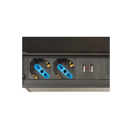 MULTIPRESA DA TAVOLO ESTRAIBILE CON 4 PORTE UNIVERSALE ITA/SCHUKO E 2 PORTE USB