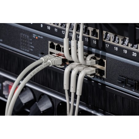 DIGITUS CAVO PATCH ANGOLATO CAT 6A F-FTP, RAME, 0,3 M, GRIGIO CONF 10 PEZZI